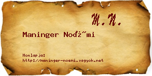 Maninger Noémi névjegykártya